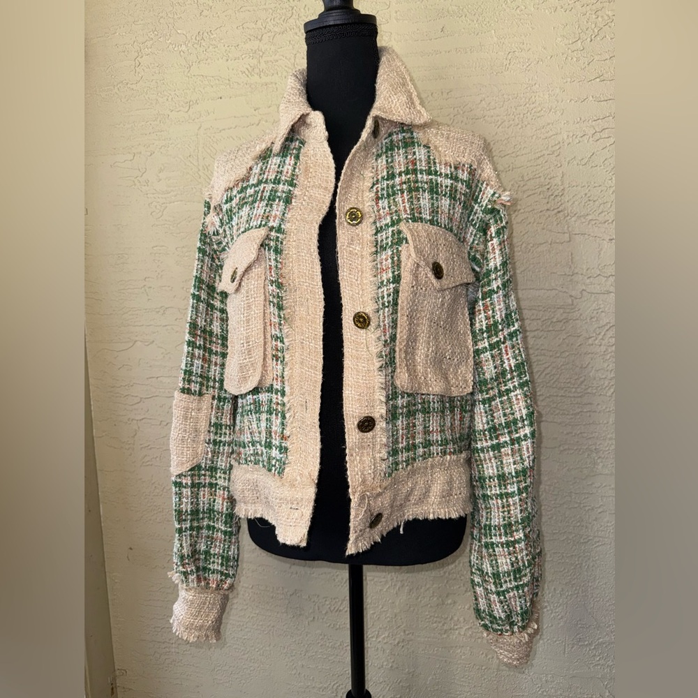 POL Tweed Plaid Jacket | Frayed Trim | Preppy Boutique Style | Size Small - Picture 2 of 12